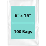 Clear Poly Bags 2Mil 6X15 Flat Open Top (LDPE)