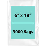 LDPE 2Mil Clear Poly Bags 6X18 inches 3000 Bags