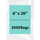 LDPE 2Mil Clear Poly Bags 6X20 inches 3000 Bags