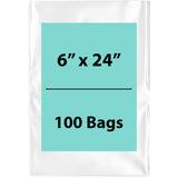 Clear Poly Bags 2 Mil Size: 6 inch (width) X 24 inch (height) Pack of 100 Bags