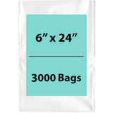 LDPE 2Mil Clear Poly Bags 6X24 inches 3000 Bags