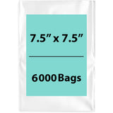 LDPE 2Mil Clear Poly Bags 7.5X7.5 inches 6000 Bags