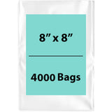 LDPE 2Mil Clear Poly Bags 8X8 inches 4000 Bags