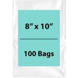 Clear Poly Bags 2 Mil size: 8 inch (width) X 10 inch (Height) Pack of 100 Bags