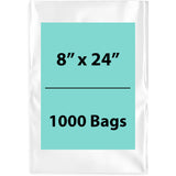 Clear Poly Bags 2Mil 8X24 Flat Open Top (LDPE)