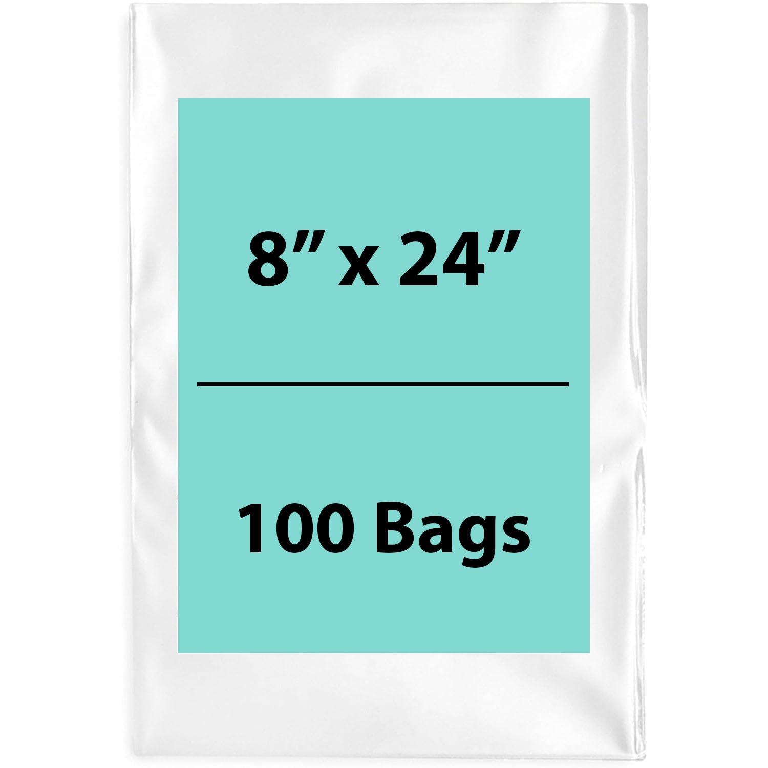 Clear Poly Bags 2Mil 8X24 Flat Open Top (LDPE)