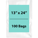 Clear Poly Bags 2 Mil Size: 13 inch (width) X 24 inch (Height) Pack of 100 Bags