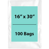 Clear Poly Bags 2Mil 16X30 Flat Open Top (LDPE)