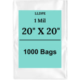 20" X 20" 1 Mil Std Linear LDPE Clear Flat Poly Bags
