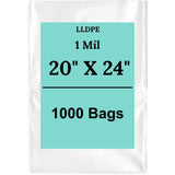 20" X 24" 1 Mil Std Linear LDPE Clear Flat Poly Bags