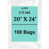 20" X 24" 2.75 Mil Extra Heavy Duty Linear LDPE Clear Flat Poly Bags
