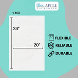 20" X 24" 1 Mil Std Linear LDPE Clear Flat Poly Bags