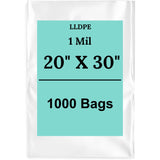 20" X 30" 1 Mil Std Linear LDPE Clear Flat Poly Bags
