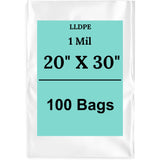 20" X 30" 1 Mil Std Linear LDPE Clear Flat Poly Bags