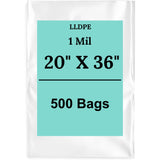 20X36 1 Mil Clear Flat Poly Bags Linear LDPE Open Top
