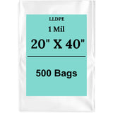 20X40 1 Mil Clear Flat Poly Bags Linear LDPE Open Top