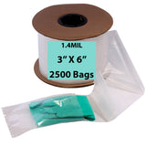 Clear Auto Fill Poly Bags 1.4 Mil, 3 inch (width) X 6 inch (height) Roll of 2500 Bags