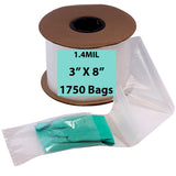 Clear Auto Fill Poly Bags 1.4 Mil, 3 inch (width) X 8 inch (height) Roll of 1750 Bags