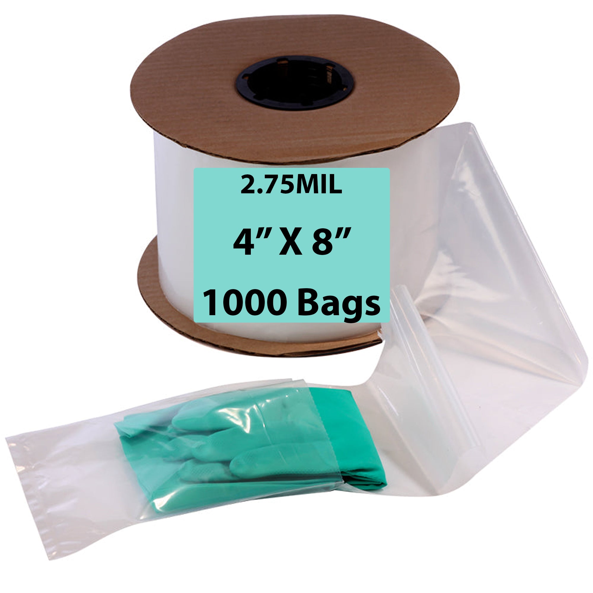 Autobag Heavy Perforated Roll Auto Fill Poly Bags- 4"x8", 2.75 Mil - 1000 Bags