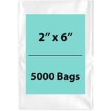 2X6 inches Clear Flat Poly Bags 1.5Mil Open Top (LDPE)