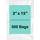 3X15 inches Clear Flat Poly Bags 1.5Mil Open Top (LDPE)