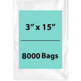 3X15 inches Clear Flat Poly Bags 1.5Mil Open Top (LDPE)