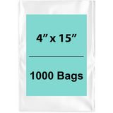 Clear Poly Bags Flat 4"X15" 1.5 Mil 1000 Bags