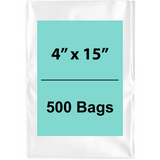 Clear Poly Bags Flat 4"X15" 1.5 Mil 500 Bags