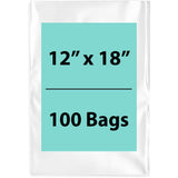 Clear poly bags flat 1.25 Mil 12 inch(width) X 18 inch(Height) Pack of 100 Bags