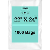 22" X 24" 1 Mil Std Linear LDPE Clear Flat Poly Bags