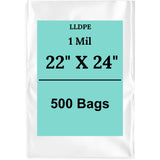 22X24 1 Mil Clear Flat Poly Bags Linear LDPE Open Top