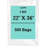 22X36 1 Mil Clear Flat Poly Bags Linear LDPE Open Top