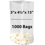 Clear Gusseted Poly bags 0.75 Mil, 5 inch X 4.5 inch X 15 inch Pack of 1000 Bags