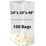 LDPE Clear Gusseted Poly Bags 2 Mil 24" X 20" X 48" 100 Bags