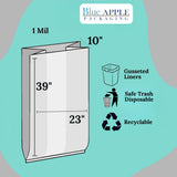 23" X 10" X 39" 33 Gal Clear LLDPE Trash Can Liners 1 Mil