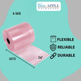 24" X 1075' 4 Mil Pink Anti-Static Poly Tubing Roll