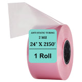 24" X 2150' 2 Mil Pink Anti-Static Poly Tubing Roll