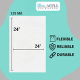 24" X 24" 1.25 Mil Std Linear LDPE Clear Flat Poly Bags
