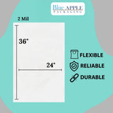 24" X 36" 2 Mil Std Linear LDPE Clear Flat Poly Bags