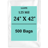 24" X 42" 1.25 Mil Std Linear LDPE Clear Flat Poly Bags
