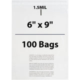 Poly Bags with suffocation warning 1.25 Mil 6 inch X 9 inch Pack of 100 Bags