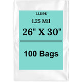26" X 30" 1.25 Mil Std Linear LDPE Clear Flat Poly Bags