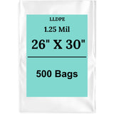 26" X 30" 1.25 Mil Std Linear LDPE Clear Flat Poly Bags