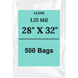 28" X 32" 1.25 Mil Std Linear LDPE Clear Flat Poly Bags