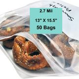 13X15.5 inches Freezer Bags Zipper 2 Gallon w/ White Block 2.7 Mil LDPE