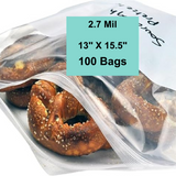13X15.5 inches Freezer Bags Zipper 2 Gallon w/ White Block 2.7 Mil LDPE