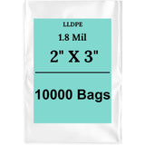 2" X 3" 1.8 Mil Std Linear LDPE Clear Flat Poly Bags