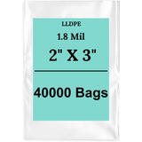 2" X 3" 1.8 Mil Std Linear LDPE Clear Flat Poly Bags
