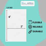 2" X 4" 1.8 Mil Std Linear LDPE Clear Flat Poly Bags