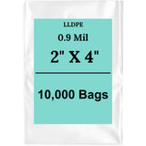 2" X 4" 0.9 Mil Clear Linear LDPE Flat Bags